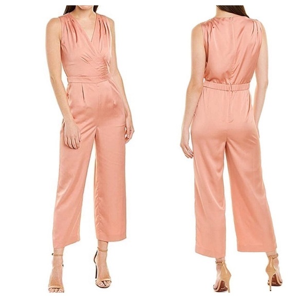 NEW J. Crew Satin Peach Crepe V-neck Jumpsuit - Picture 1 of 7